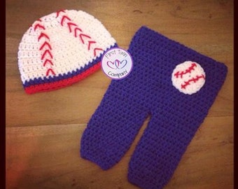 Baseball Hat and Pants Newborn Photo Prop Crochet Pattern, baseball outfit, baseball hat, baseball costume, newborn photography prop