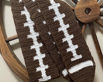 Football Scarf Crochet Pattern, football, football scarf, crochet scarf, scarf pattern, football pattern, football accessory, football