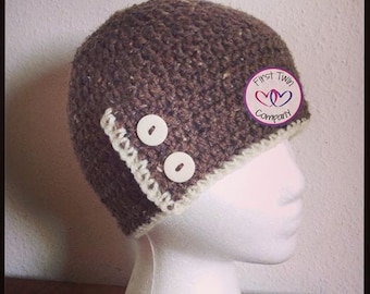 Buttoned Up Beanie Crochet Pattern, Toddler to Adult Sizes (PDF Pattern)