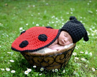 Ladybug Newborn Set Photo Prop Crochet Pattern, ladybug blanket, ladybug costume, ladybug outfit, newborn photography prop