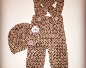 Newborn Crochet Farmer Overalls Pattern, Country Jumpsuit (PDF Pattern)