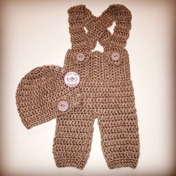 Newborn farmer overalls crochet pattern, farmer boy, country, crochet overalls, jumpsuit pattern, farmer, newborn photography prop