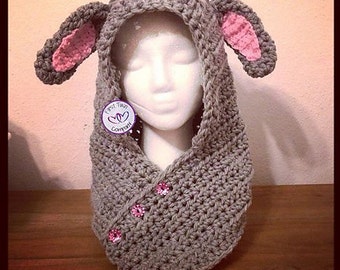 Lamb Hooded Scarf Crochet Pattern, Child to Adult (PDF Pattern)