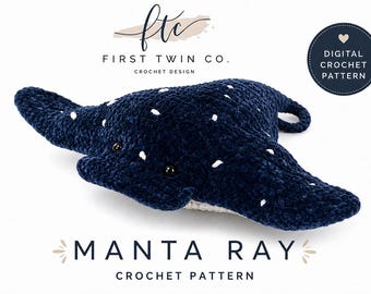 Manta Ray Crochet Pattern, Amigurumi Stingray Toy (PDF Pattern)