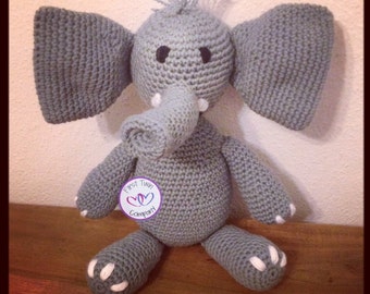 Peanuts the Elephant amigurumi stuffie toy crochet patrón, animal eleplant, elefante de juguete, patrón de crochet, amigurumi, elefante