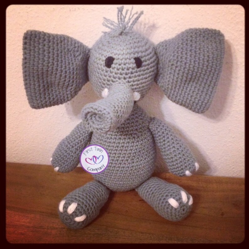 Peanuts the Elephant amigurumi stuffie toy crochet pattern, eleplant animal, elephant toy, crochet pattern, amigurumi, elephant image 1