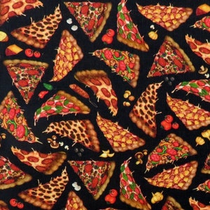 Order UP 28520-J Tossed Pizza Food Black by Dan Morris for QT Fabrics