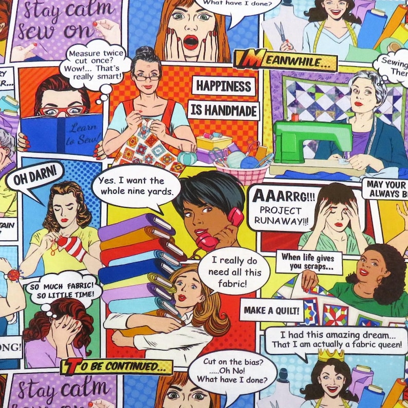 Comic Strip CD2594 Multi Sewing Comic Material Girls by Timeless ...