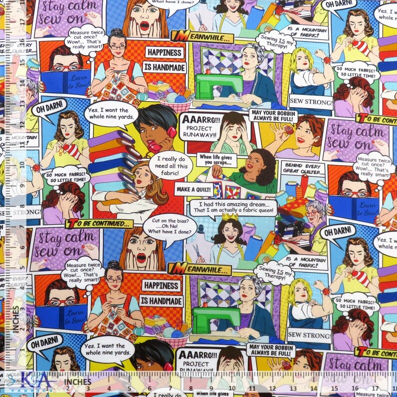 Comic Strip CD2594 Multi Sewing Comic Material Girls by Timeless ...