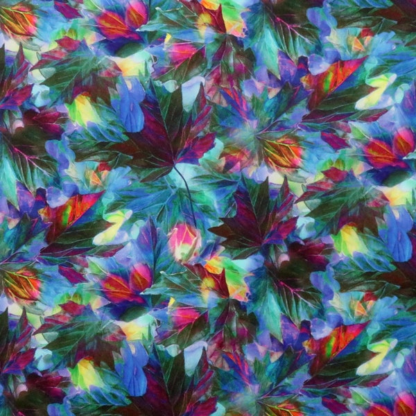 Oasis Fabrics Mystic Leaves Maple Leaves Digitally Printed Purple Multi #10468