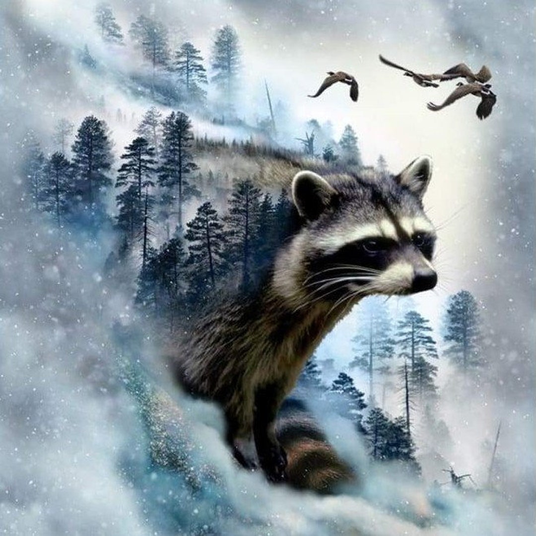 Call of the Wild Ice Raccoons Nature Scenic 25 Panel - Etsy