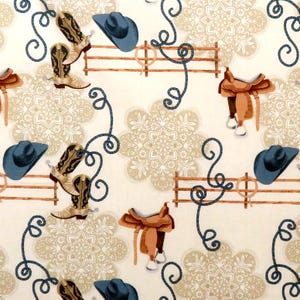 Round Up CX6752 Cream Western Cowboys Fence Rail from Michael Miller