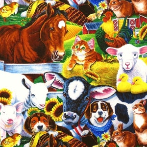 Farm Friends AL30815CW1 Multi Farm Animals for David Textiles