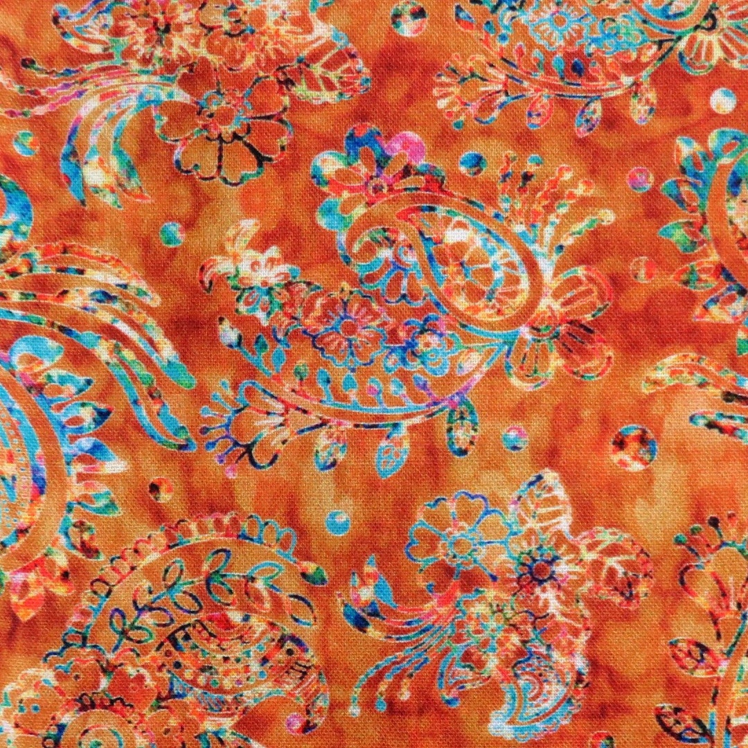 Zanzibar Paisley Stripe Amber QT Fabrics 9148 Etsy