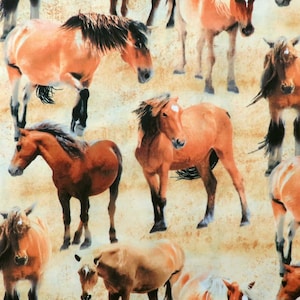 Greener Pastures 82492-221 Tan Horses Allover for Wilmington Prints