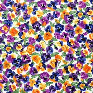 Flowerhouse Brightly So 21172-14 Pansies on Natural for Robert Kaufman