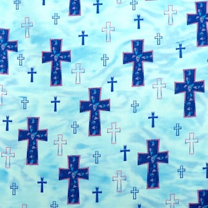 How Sweet the Sound 27954-B Blue Crosses for QT Fabrics