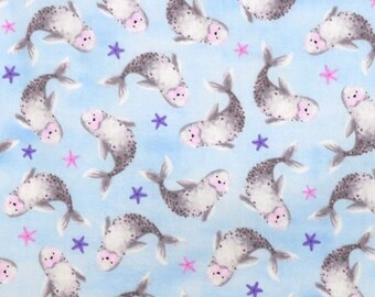 Baby Seals and Starfish Blue Timeless Treasures #7832