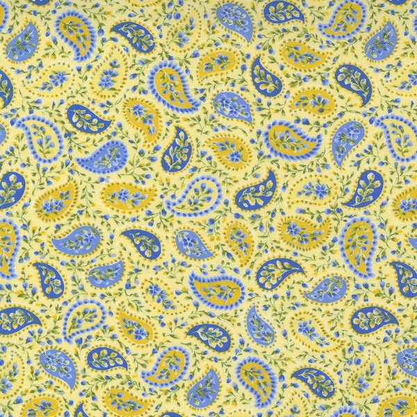 Moda Fabrics Summer Breeze Yellow Paisley Blender Floral #9820