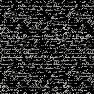 Script CD2210 Black Handwriting Text for Timeless Treasures