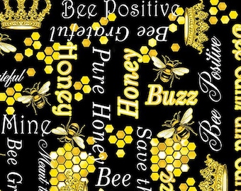 Kanvas Buzzworthy Words with Bees and Honeycomb Black w/ Metallic #10380