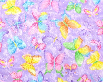 Make Believe Butterflies Violet w/ Glitter Fabric Traditions #7937