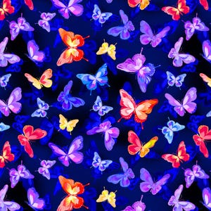 Luminous Blooms 12474-55 Navy Luminous Butterflies for Benartex