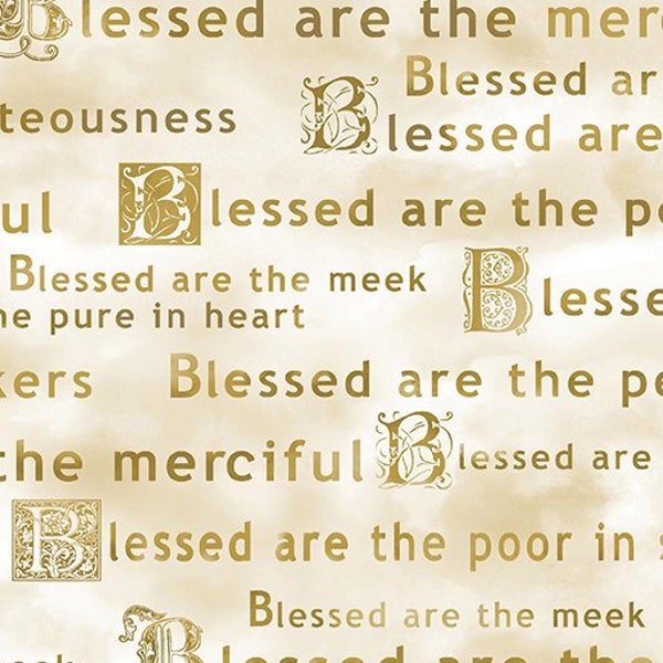 Kanvas Beatitudes Heaven Sent Script 8568-07 Religious Words Tan #8554