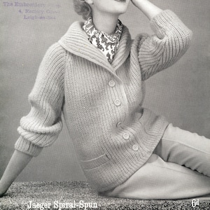 Beautiful Vintage Shawl-Collar Knitted Jacket Pattern