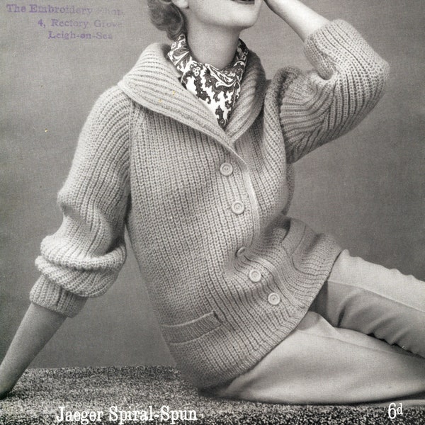 Beautiful Vintage Shawl-Collar Knitted Jacket Pattern