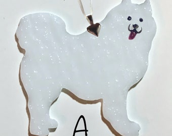 Samoyed Glass Ornament – Textured Glass (A)