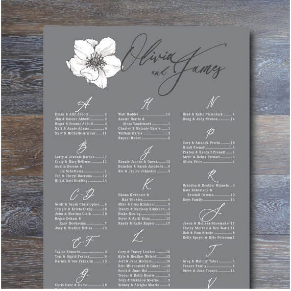 Where To Print Wedding Seating Chart