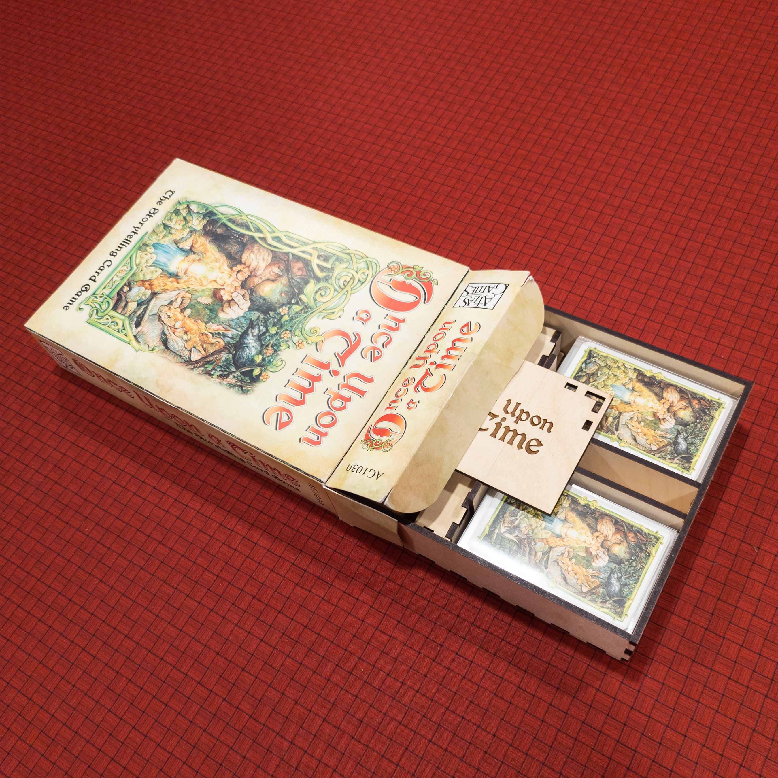 Once upon a time board game insert laser cut organizer card tower