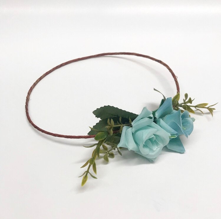 Soft Blue Rose Flower Crown With Greenery Etsy Singapore