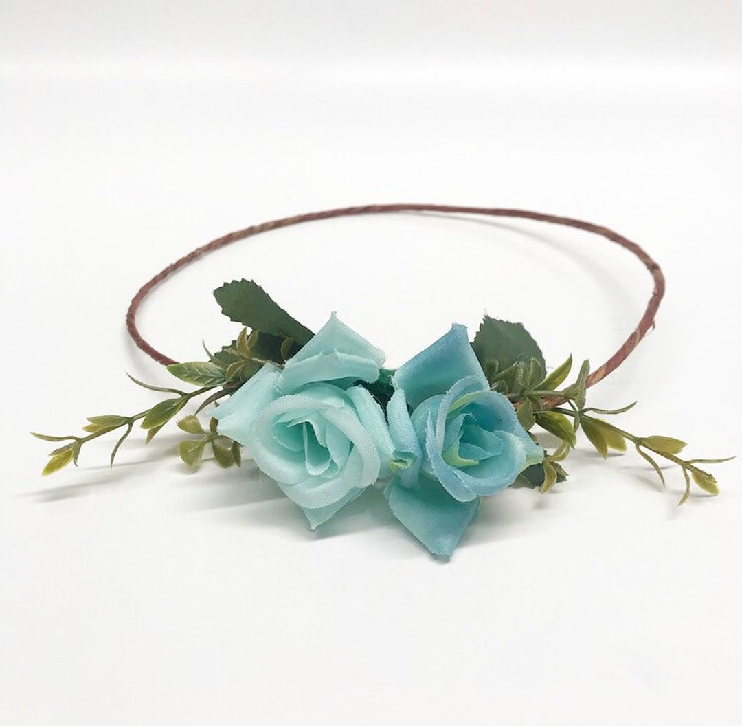 Soft Blue Rose Flower Crown With Greenery Etsy Singapore
