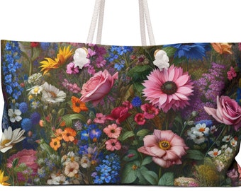 Fleurs sauvages et roses - SAC DE WEEK-END