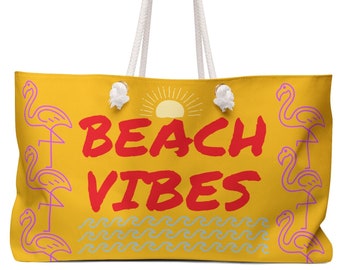 BEACH VIBES Weekender Tote - Flamingos