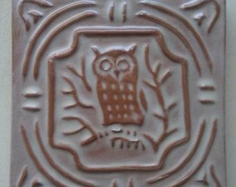 Winter Owl hand crafted tile