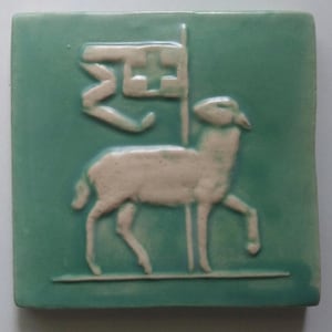 Moravian Lamb of God Tile, hand made tile