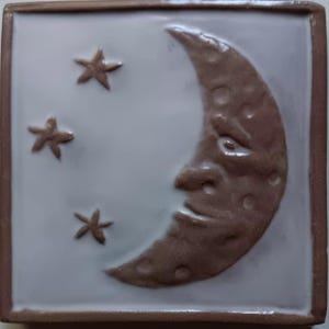 Moon and Stars - 4x4inch bas-relief tile