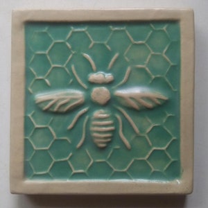 3 inch Honey Bee on Comb - Art tile