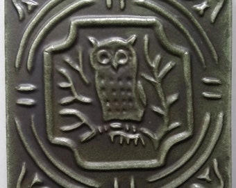 Winter Owl hand crafted tile