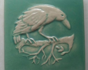 Raven - 4x4 inch bas-relief tile