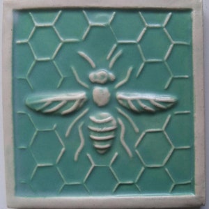 4 inch Honey Bee on Comb - Art tile