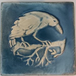 Raven tile, handcrafted