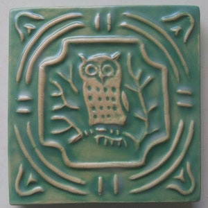 Vintage Owl- 4x4 inch bas-relief tile