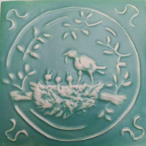 Mother Bird - 4x4 inch bas-relief tile