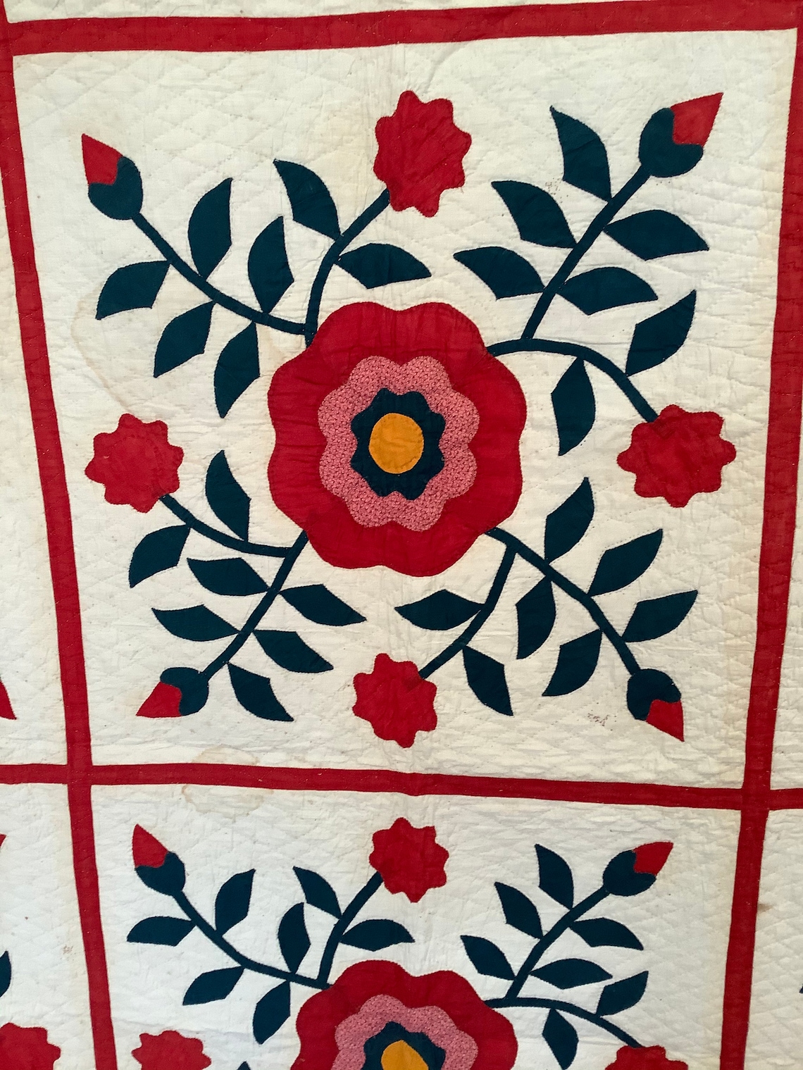 1800s Quilt Appliqué Rose of Sharon 72 x 96 Etsy