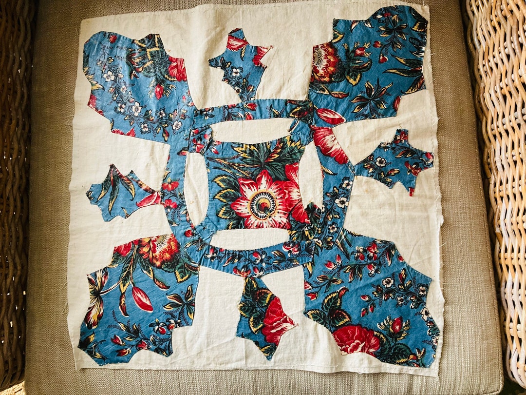 Antique Quilt Block 18inches Square Chintz Appliqué Etsy