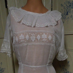 Vintage White Lace and Cotton Dress